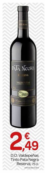 Supermercados El Jamón D.o. Valdepeñas Tinto Pata Negra Reserva oferta