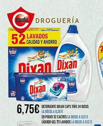 Claudio Detergente Dixan Caps Trio 34 Dosis oferta