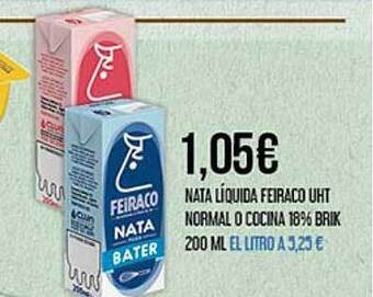 Claudio Nata Líquida Feiraco Uht Normal O Cocina 18% Brik oferta