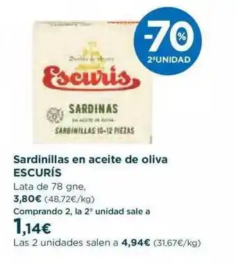 El Corte Inglés Sardinillas En Aceite De Oliva Escurís oferta