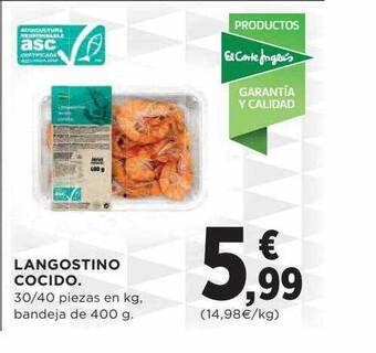 El Corte Inglés Langostino Cocido oferta