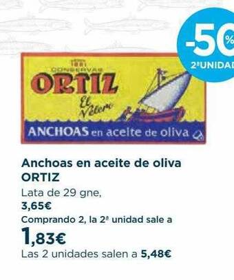 Hipercor Anchoas En Aceite De Oliva Ortiz oferta