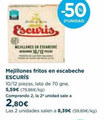 Hipercor Mejillones Fritos En Escabeche Escurís oferta