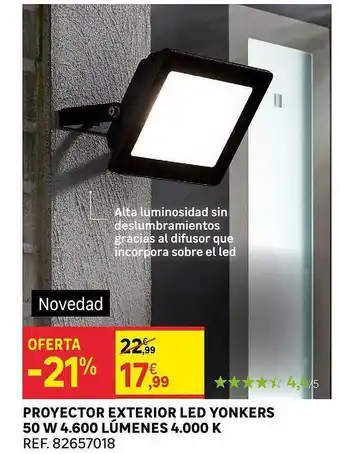 Leroy Merlin Proyector Exterior Led Yonkers 50 W 4.600 Lúmenes 4.000 K oferta