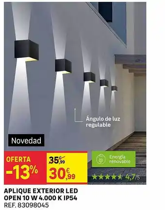 Leroy Merlin Aplique Exterior Led Open 10 W 4.000 K Ip54 oferta
