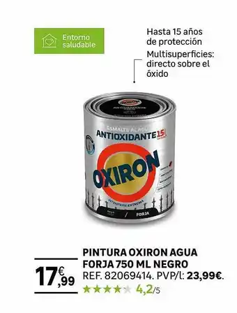 Leroy Merlin Pintura Oxiron Agua Forja 750ml Negro oferta