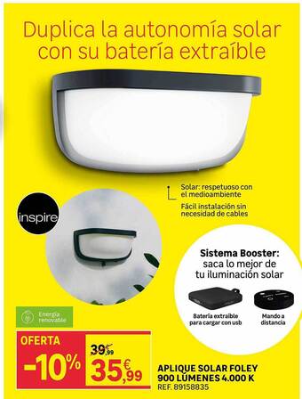 Leroy Merlin Aplique Solar Foley 900 Lumenes 4.000 K oferta