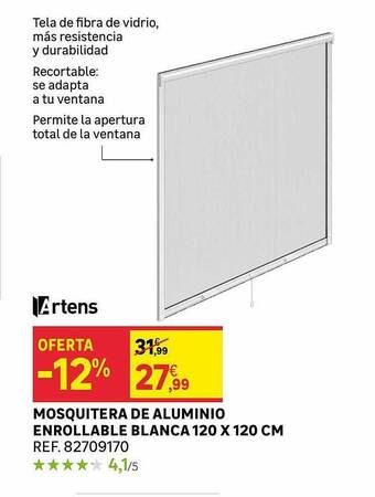 Leroy Merlin Mosquitera De Aluminio Enrollable Blanca 120 X 120 Cm oferta