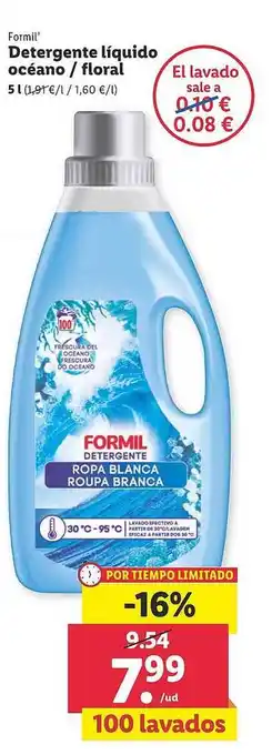Lidl Formil Detergente Líquido Océano O Floral oferta