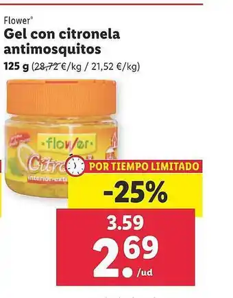 Lidl Flower Gel Con Citronela Antimasquitos oferta