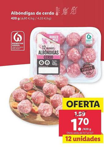 Lidl Albóndigas De Cerdo oferta
