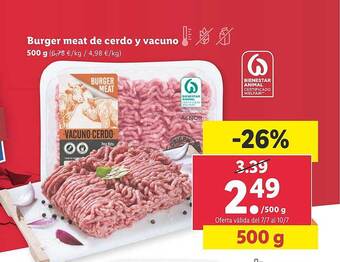 Lidl Burger Meat De Cerdo Y Vacuno oferta