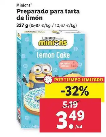 Lidl Minions Preparado Para Tarta De Limón oferta