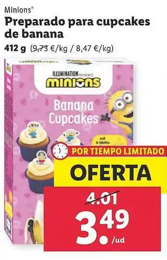Lidl Minions Preparado Para Cupcakes De Banana oferta