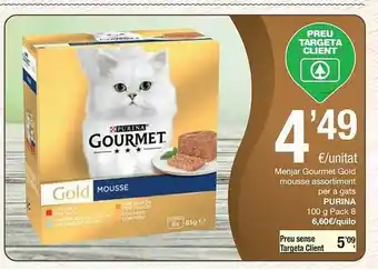 SPAR Menjer Gourmet Gold Mousse Assortiment Per A Gats Purina oferta