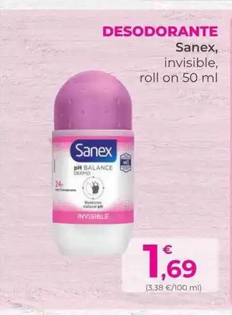 SPAR Gran Canaria Desodorante Sanex, Invisible, Roll On oferta
