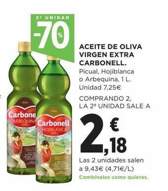 Hipercor 2a Unidad -70% Aceite De Oliva Virgen Extra Carbonell oferta