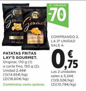 Hipercor 2a Unidad -70% Patatas Fritas Lay's Gourmet oferta
