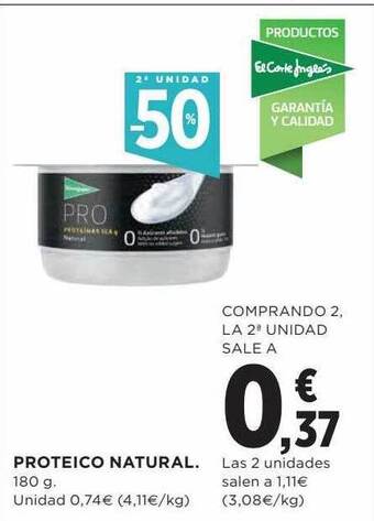 Hipercor 2a Unidad -50% Proteico Natural oferta