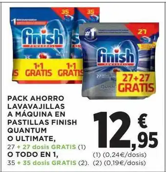 Hipercor Pack Ahorro Lavavajillas A Máquina En Pastillas Finish Quantum O Ultimate O Todo En 1 oferta