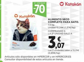 Hipercor 2a Unidad -70% Alimento Seco Completo Para Gato oferta