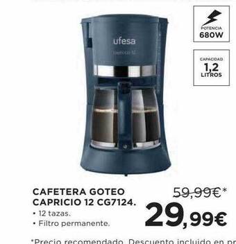 Hipercor Cafetera Goteo Capricio 12 Cg7124 oferta