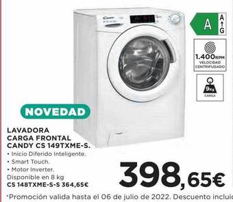Hipercor Lavadora Carga Frontal Candy Cs 149txme-s oferta