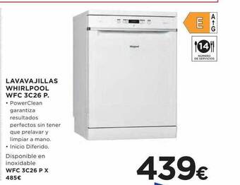 Hipercor Lavavajillas Whirlpool Wfc 3c26 P oferta