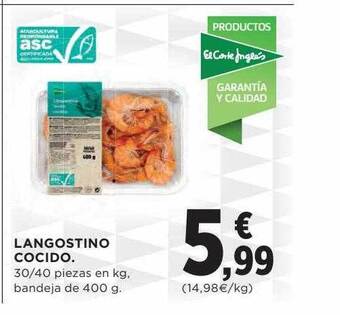 Hipercor Langostino Cocido oferta