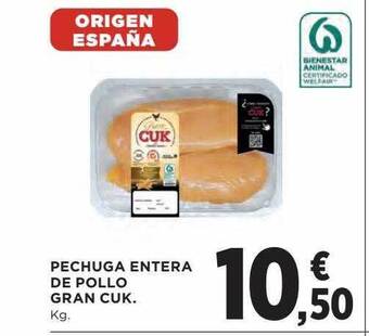 Hipercor Pechuga Entera De Pollo Gran Cuk oferta