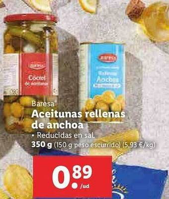 Lidl Baresa Aceitunas Rellenas De Anchoa oferta