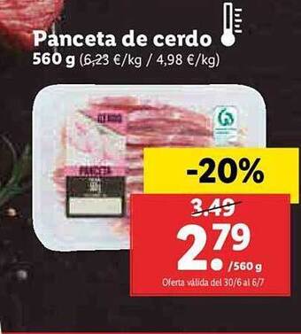 Lidl Panceta De Cerdo oferta