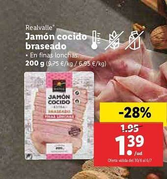 Lidl Realvalle Jamón Cocido Braseado oferta