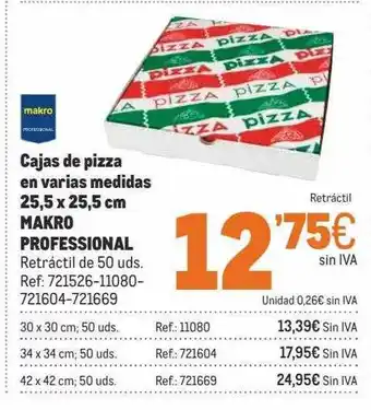Makro Cajas De Pizza En Varias Medias 25.5x25.5 Cm Makro Professional oferta