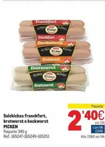 Makro Salchichas Franckfurt Bratwurst O Bockwurst Picken oferta