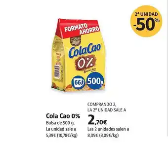 Supermercados Sánchez Romero Cola Cao 0% oferta