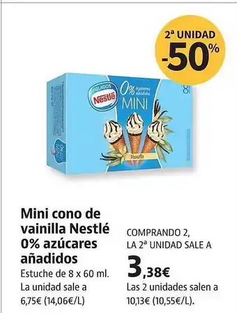 Supermercados Sánchez Romero Mini Cono De Vainilla Nestlé 0% Azúcares Añadidos oferta