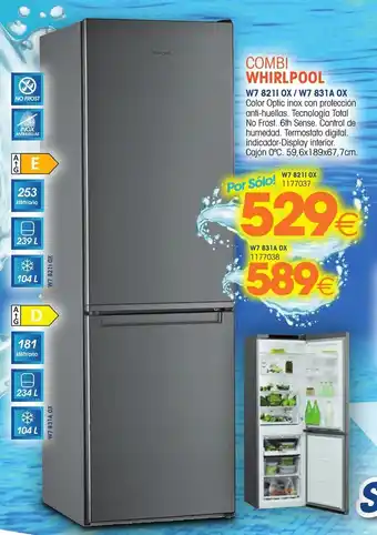 Master Cadena Whirlpool Combi W7 8211 OX 59,6x189x67,7 cm oferta