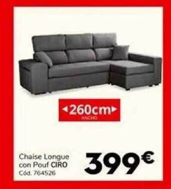 Conforama Chaise Longue Con Pouf Ciro oferta