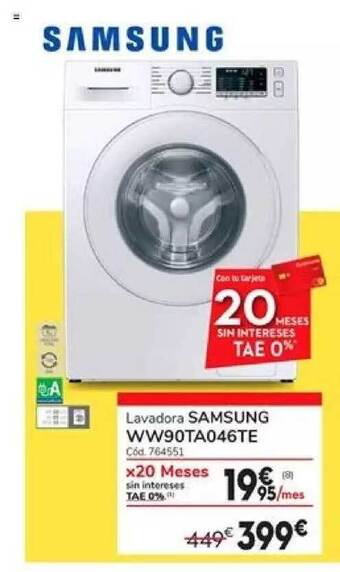 Conforama Lavadora Samsung Ww90ta046te oferta