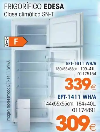 Master Cadena Edesa Frigorífico Clase climática SN-T EFT-1411 WH/A 144x55x55cm 164+40L oferta