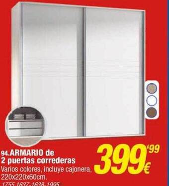 Rapimueble Armario De 2 Puertas Correderas oferta