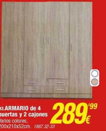 Rapimueble Armario De 4 Puertas Y 2 Cajones oferta