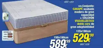 Rapimueble Conjunto: Canapé Acabado Madera De Gran Capacidad + Colchón Viscoelástico Doble Cara oferta