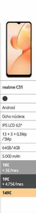 Vodafone Realme C31 oferta
