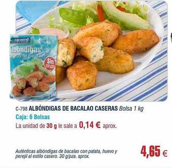 Abordo Albóndigas De Bacalao Caseras oferta
