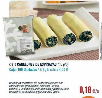 Abordo Canelones De Espinacas oferta