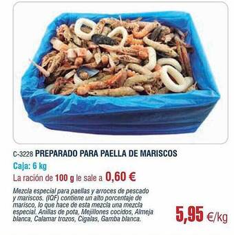 Abordo Preparado Para Paella De Mariscos oferta