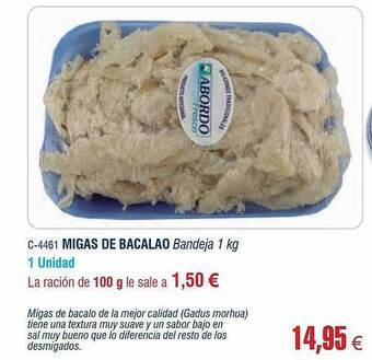 Abordo Migas De Bacalao oferta