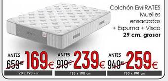 Colchón Emirates Muelles Ensacados + Espuma + Visco